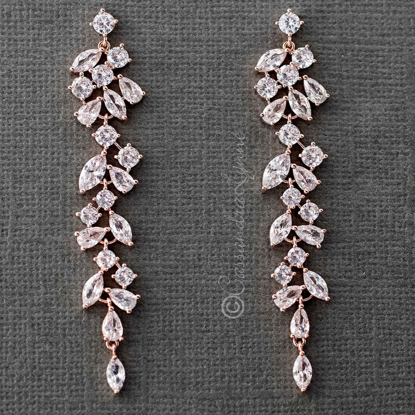 Delicate Multi Shape CZ Dangle Wedding Earrings - Earrings - Cassandra Lynne
