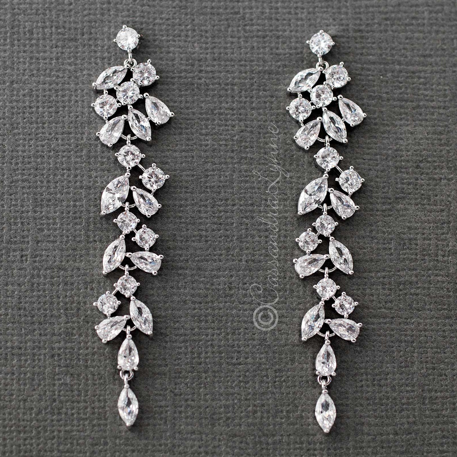 Delicate Multi Shape CZ Dangle Wedding Earrings - Cassandra Lynne