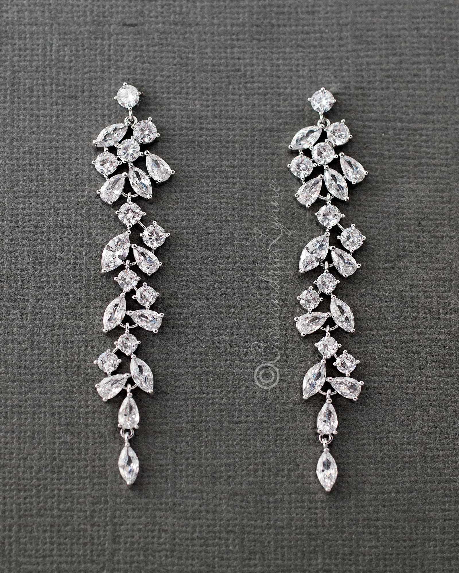 Delicate Multi Shape CZ Dangle Wedding Earrings - Cassandra Lynne