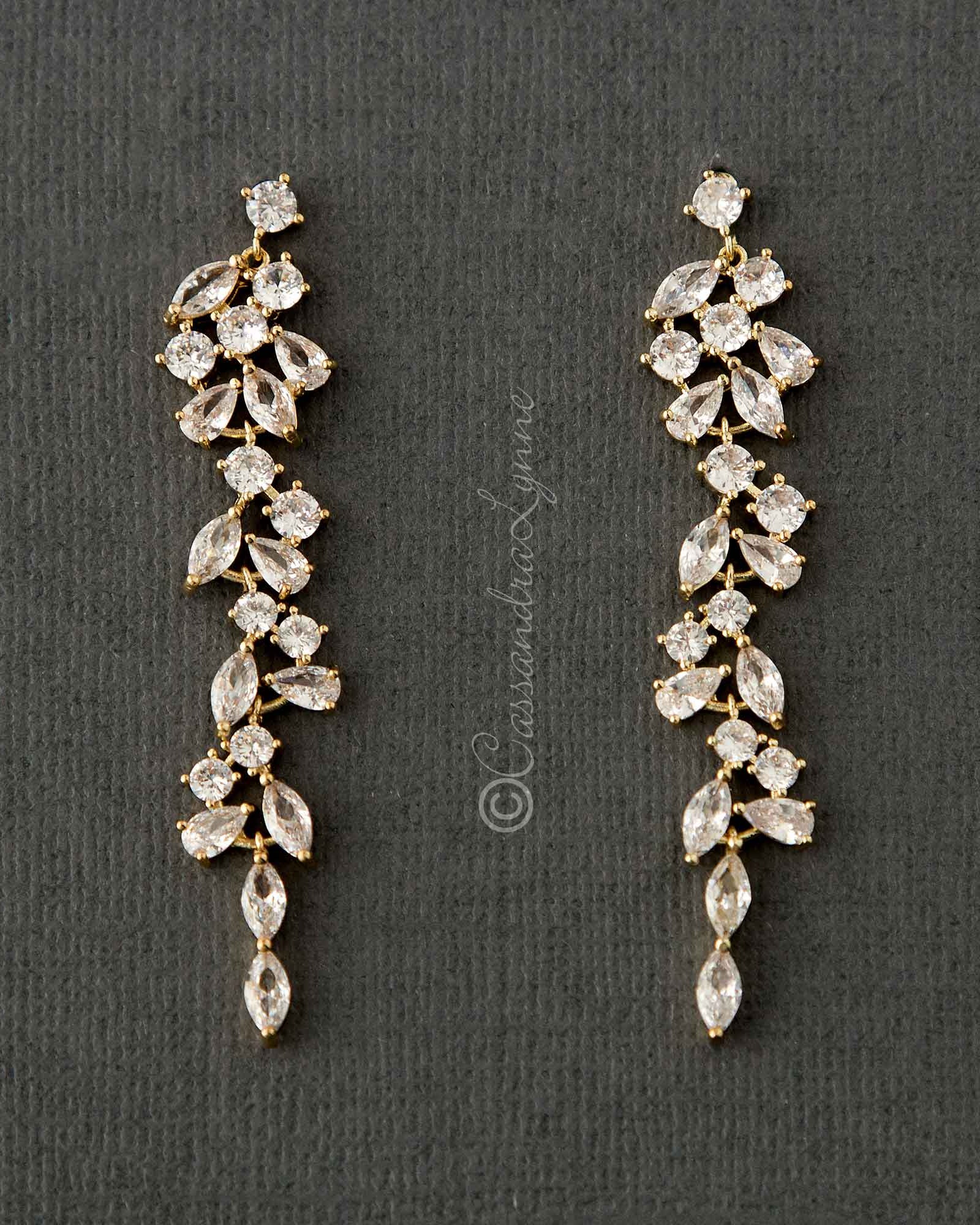 Delicate Multi Shape CZ Dangle Wedding Earrings - Cassandra Lynne