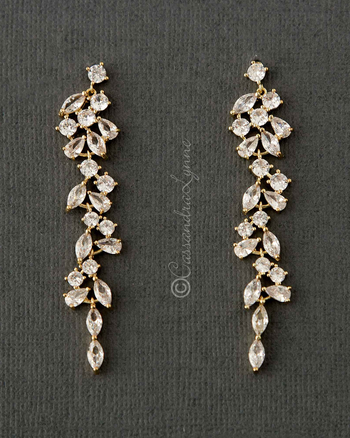 Delicate Multi Shape CZ Dangle Wedding Earrings - Cassandra Lynne