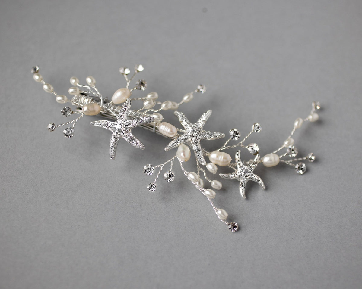 Delicate Starfish Hair Clip with Pearls - Hair Clips - Cassandra Lynne