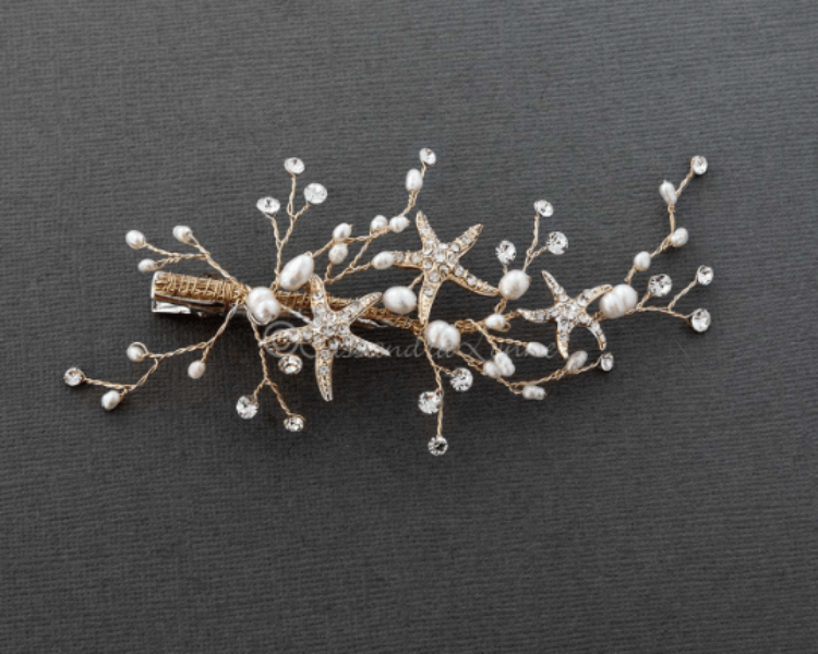 Delicate Starfish Hair Clip with Pearls - Hair Clips - Cassandra Lynne