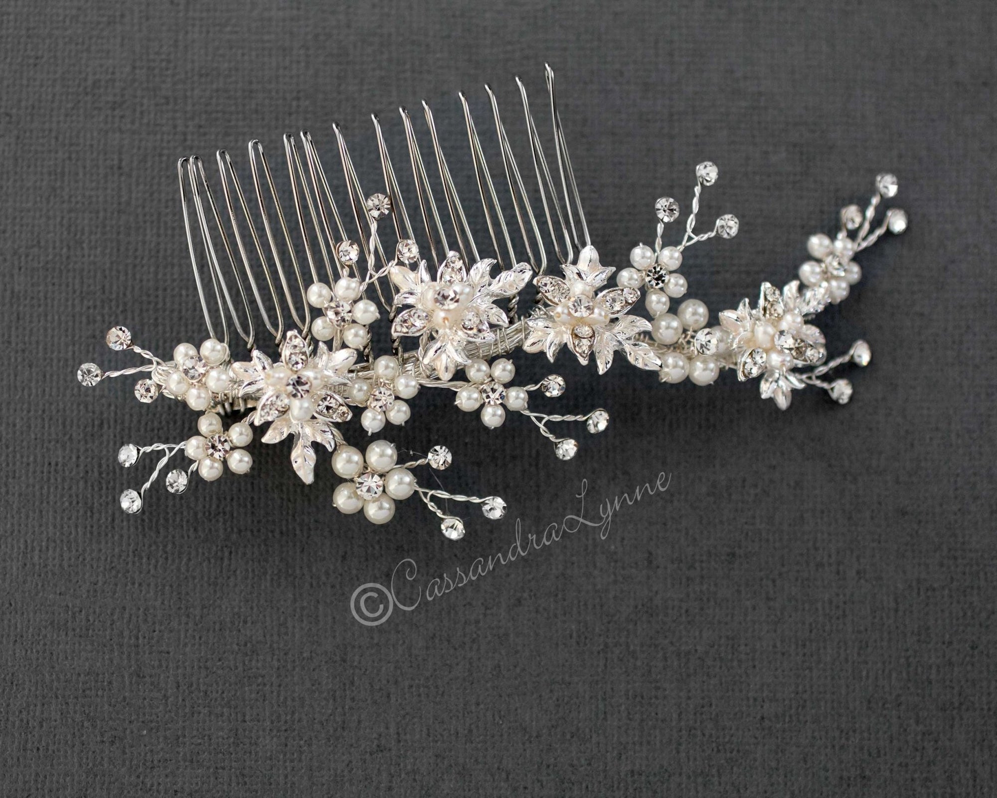 Delicate Wedding Hair Comb with Pearls - Cassandra Lynne