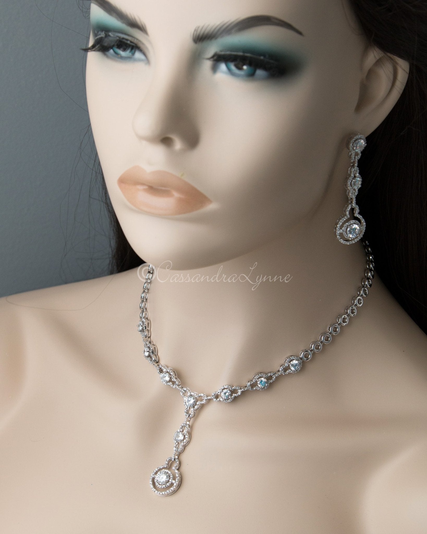 Designer Inspired CZ Necklace and Earrings Set - Cassandra Lynne