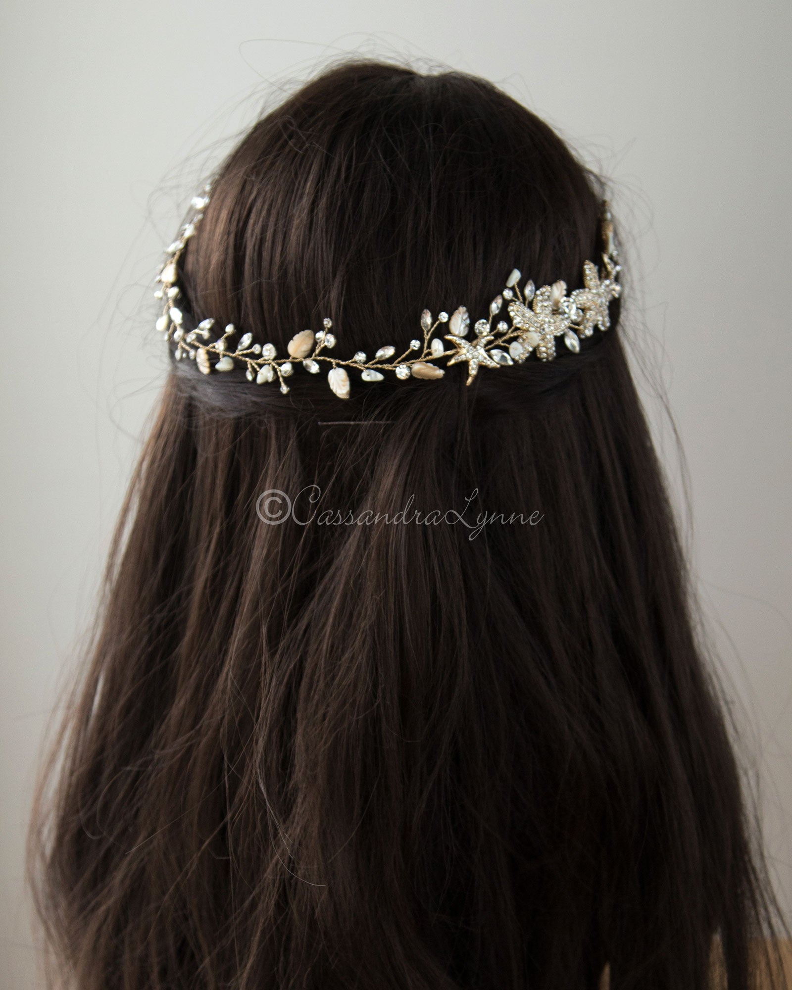 Beach Mermaid Hair Vine Starfish Shell Leaves Wedding Hair Accessory Bridal popular Hair Vine Silver Gold