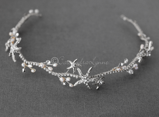 Silver Starfish Wedding Headpiece - Cassandra Lynne