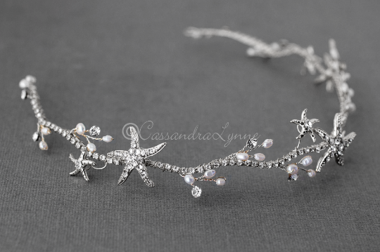 Silver Starfish Wedding Headpiece - Cassandra Lynne