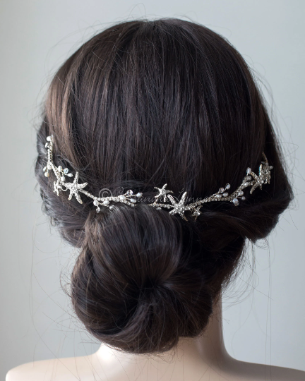 Silver Starfish Wedding Headpiece - Cassandra Lynne