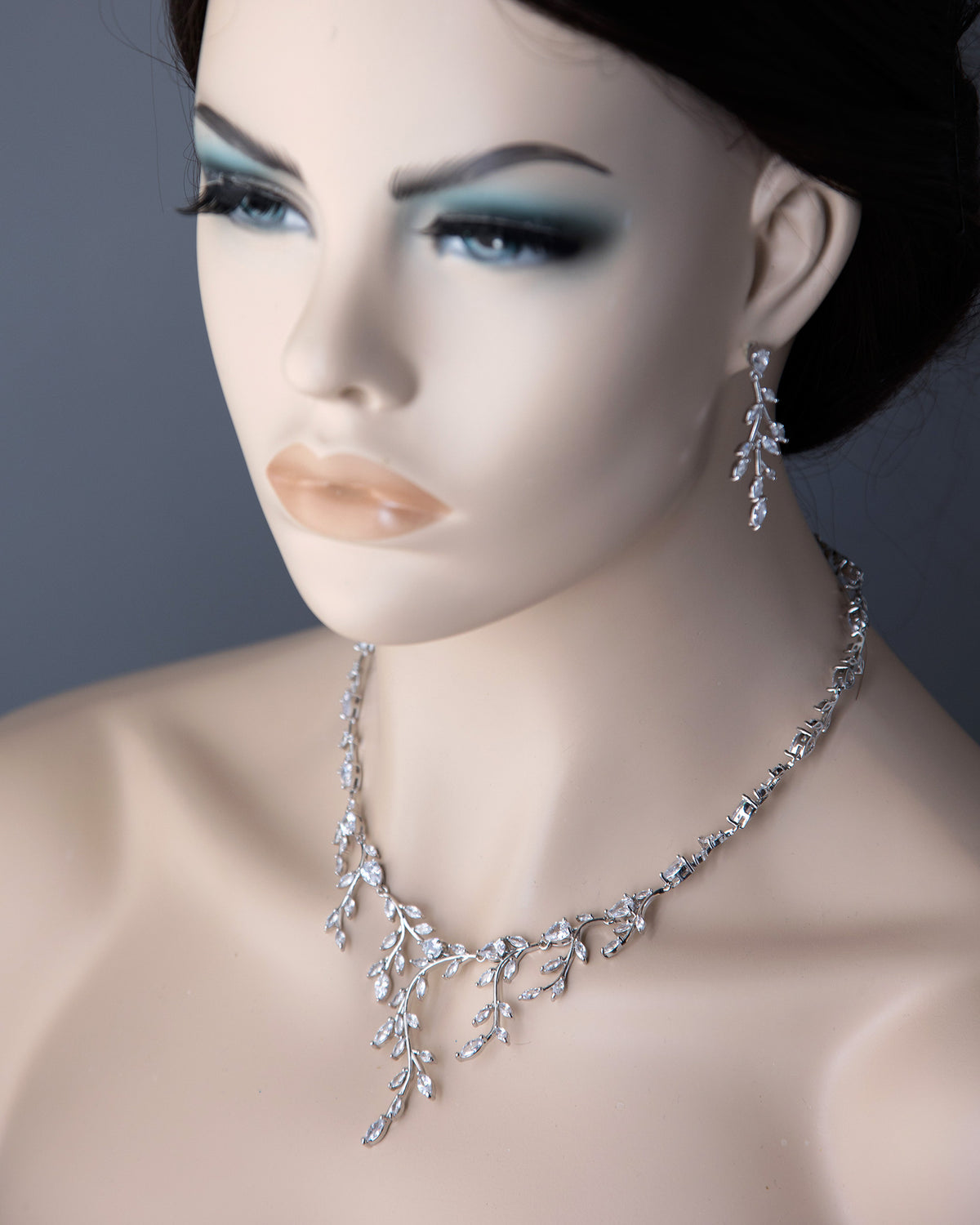 Bridal Necklace and Earrings of Marquise CZ Vines - Cassandra Lynne