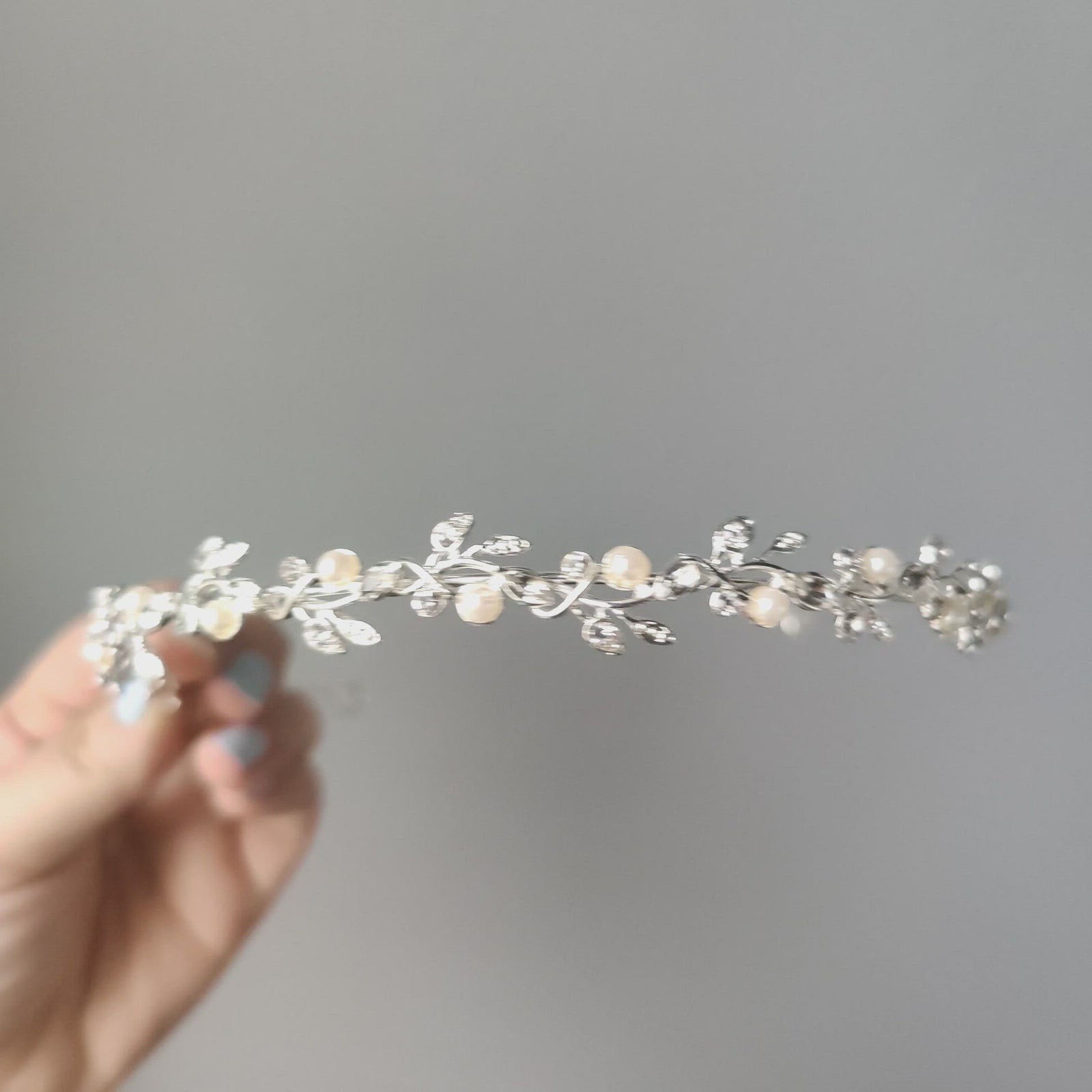 Pearl wedding headband simple style vines