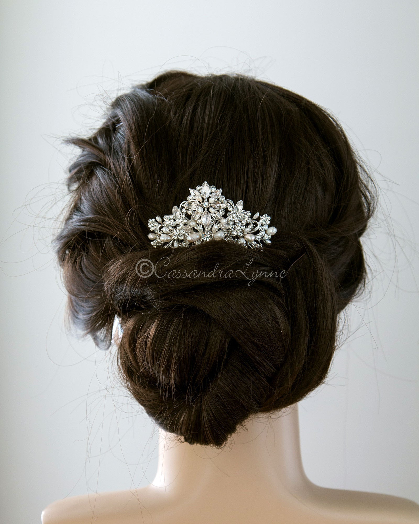Elegant Bridal Comb with Freshwater Pearls - Hair Comb - Cassandra Lynne