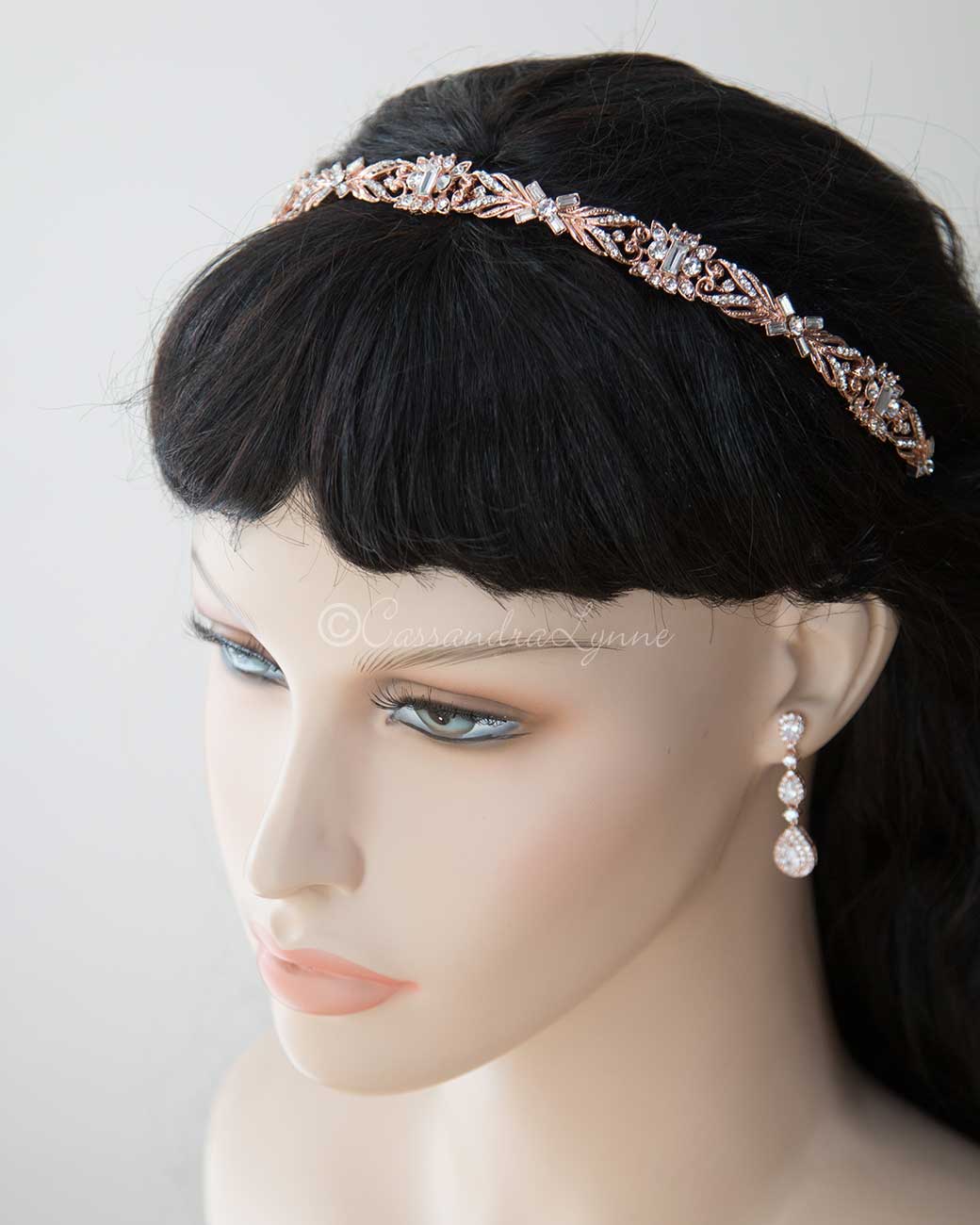 Elegant Rose Gold Wedding Headband - Cassandra Lynne