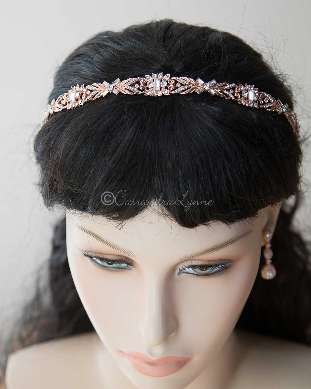 Elegant Rose Gold Wedding Headband - Cassandra Lynne