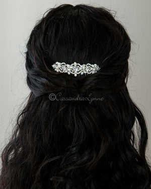 Elegant Wedding Hair Comb of Rhinestones and Pearls
