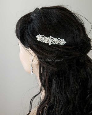 Elegant Wedding Hair Comb of Rhinestones and Pearls
