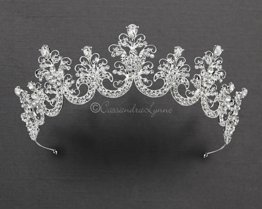 Silver Scalloped Bridal Crown