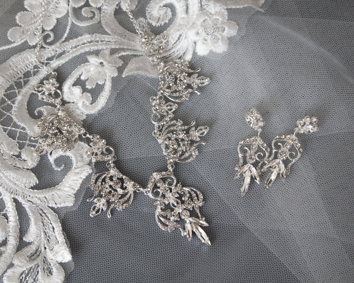 Filigree Crystal Bridal Necklace Set - Cassandra Lynne