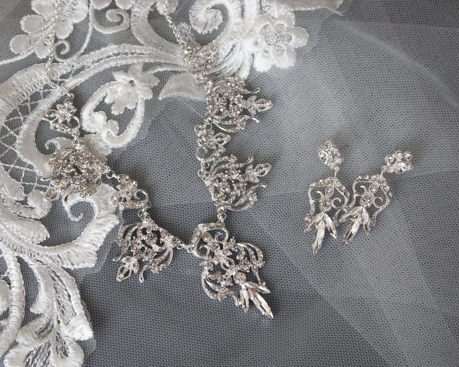 Filigree Crystal Bridal Necklace Set - Cassandra Lynne