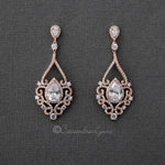Filigree Wedding Earrings with Pear CZ - Earrings - Cassandra Lynne
