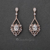 Filigree Wedding Earrings with Pear CZ - Earrings - Cassandra Lynne