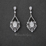 Filigree Wedding Earrings with Pear CZ - Earrings - Cassandra Lynne