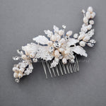 Flower Petal Bridal Hair Comb with Ivory Pearls - Hair Comb - Cassandra Lynne