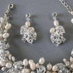 Freshwater Pearl and Crystal Bracelet and Earrings - Bracelet - Cassandra Lynne