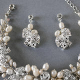 Freshwater Pearl and Crystal Bracelet and Earrings - Bracelet - Cassandra Lynne