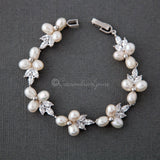 Freshwater Pearl CZ Wedding Bracelet - Bracelet - Cassandra Lynne