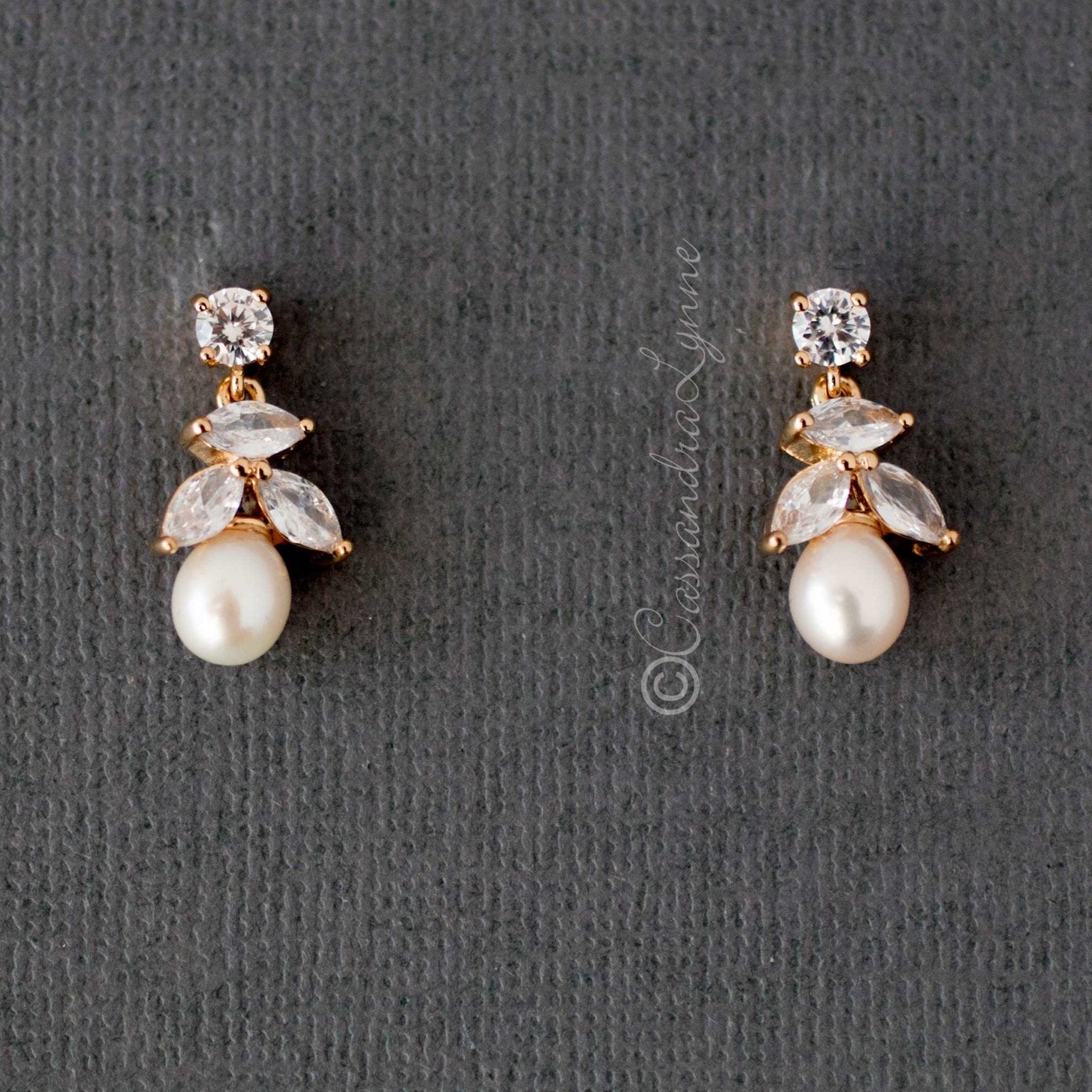 Freshwater Pearl Drop CZ Earrings - Earrings - Cassandra Lynne