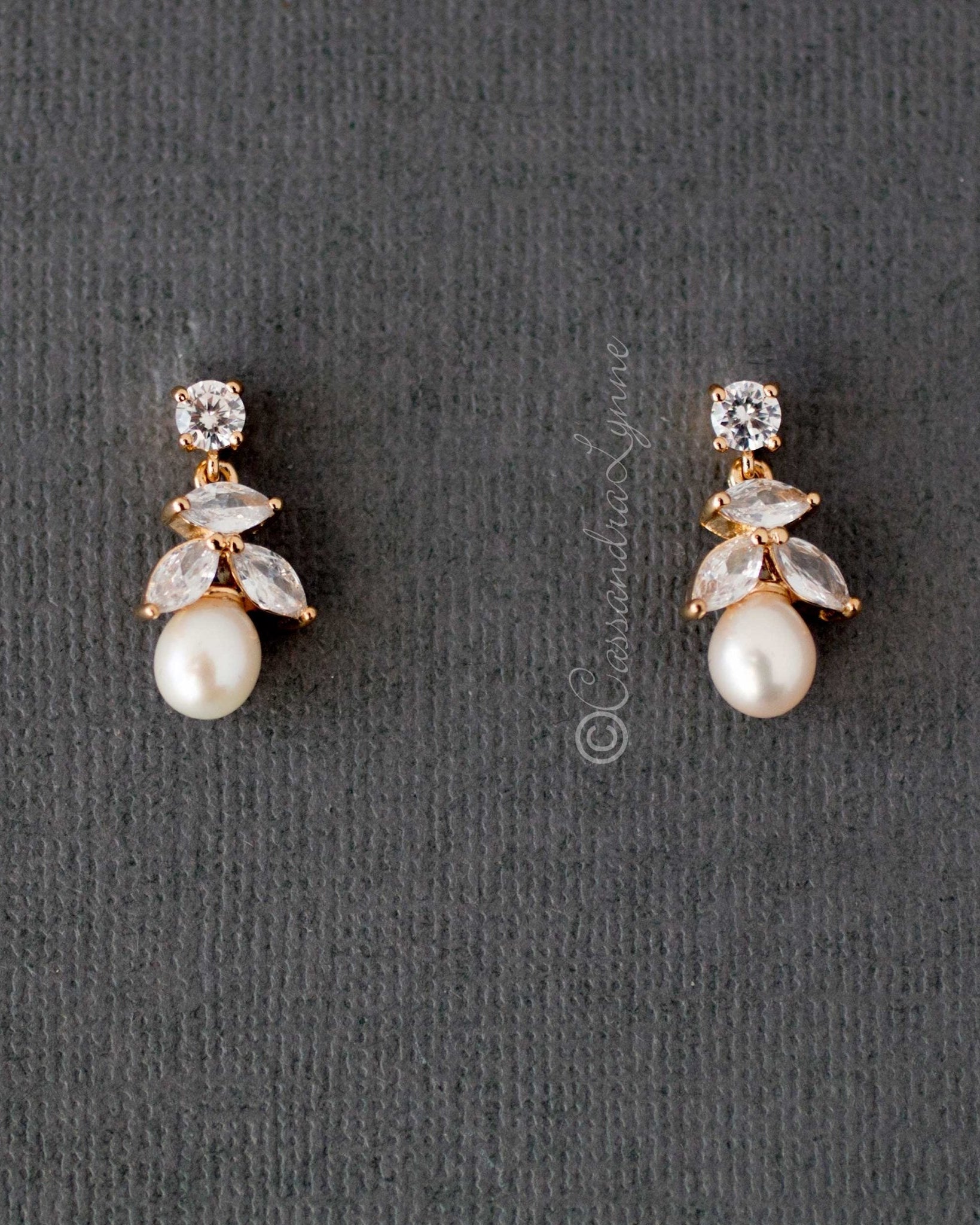 Freshwater Pearl Drop CZ Earrings - Earrings - Cassandra Lynne