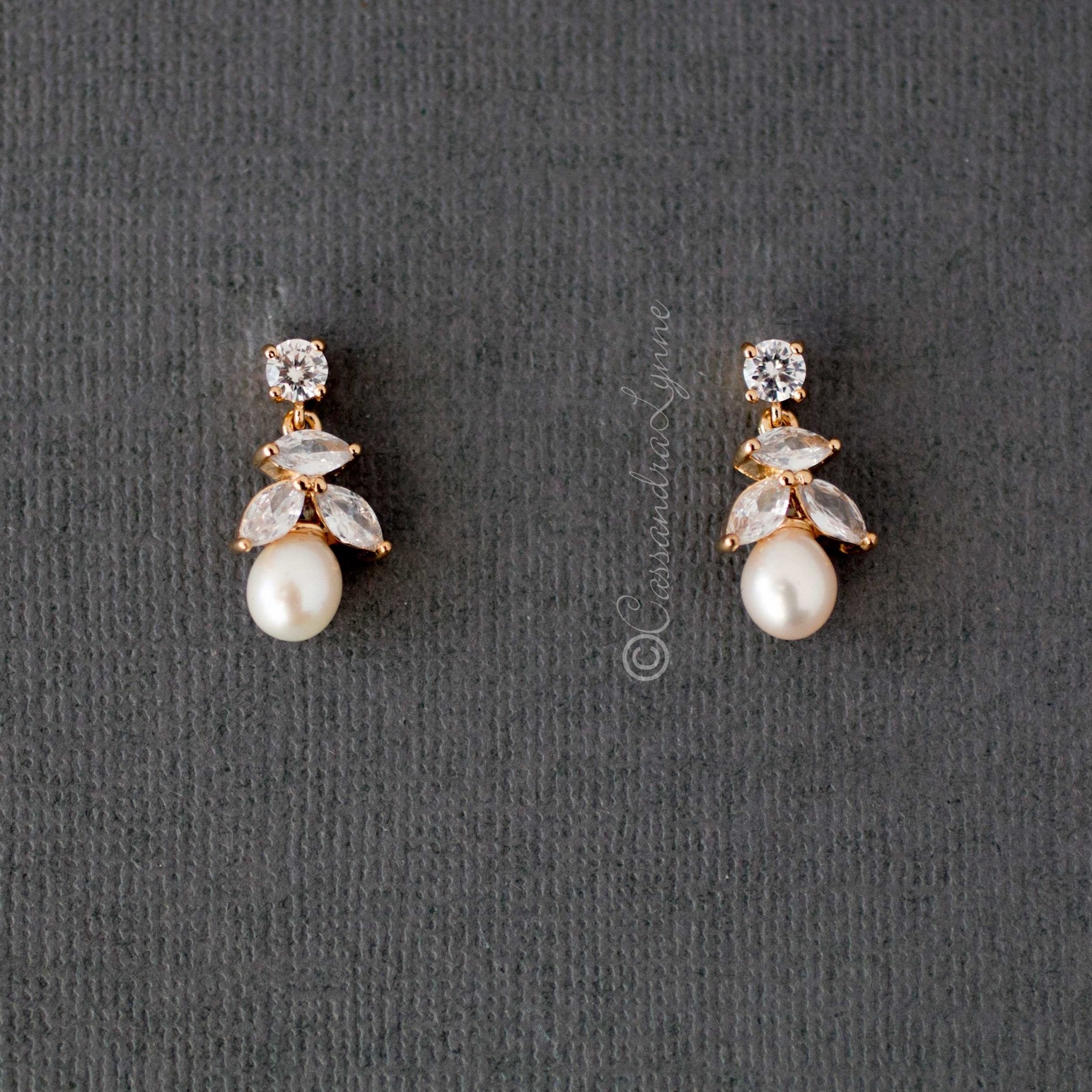 Freshwater Pearl Drop CZ Earrings - Earrings - Cassandra Lynne