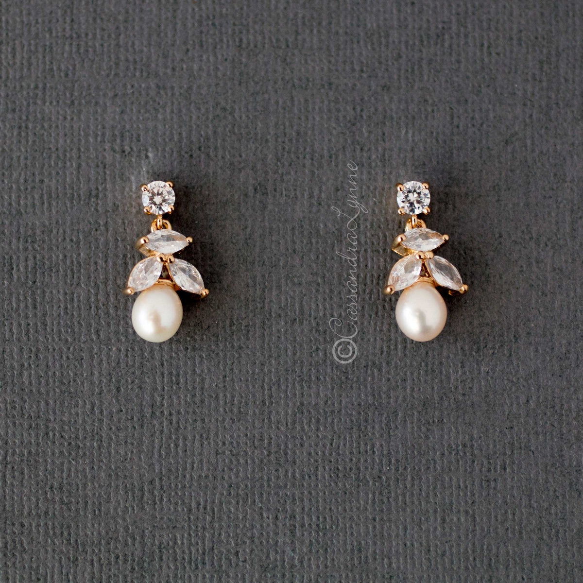 Freshwater Pearl Drop CZ Earrings - Earrings - Cassandra Lynne