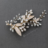 Freshwater Pearl Leaves Wedding Hair Clip - Hair Clips - Cassandra Lynne