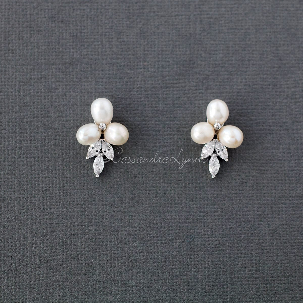Freshwater Pearl Stud Earrings for the Bride - Earrings - Cassandra Lynne