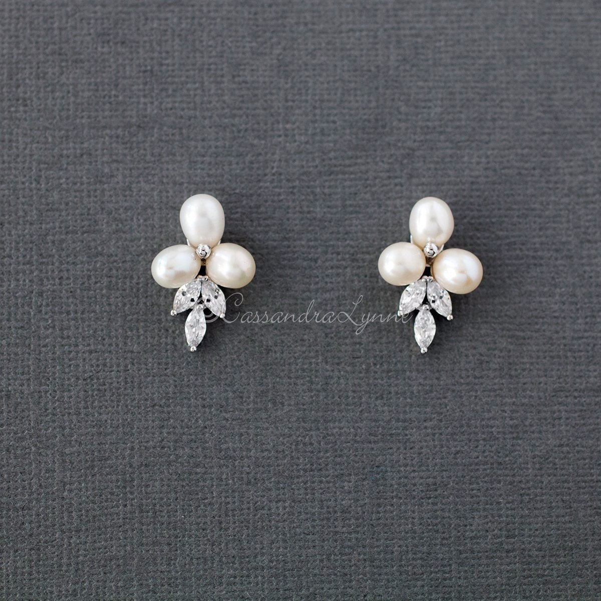 Pearl Flower Stud Earrings for the Bride