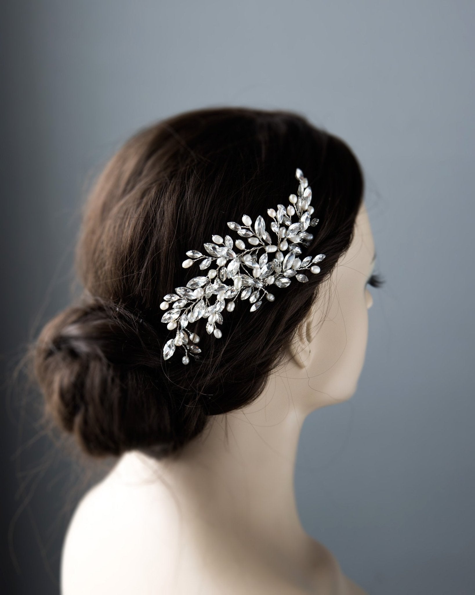 Freshwater Pearls and Crystals Wedding Comb - Cassandra Lynne