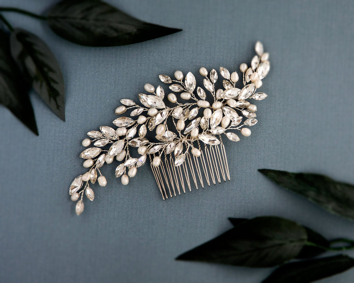 Freshwater Pearls and Crystals Wedding Comb