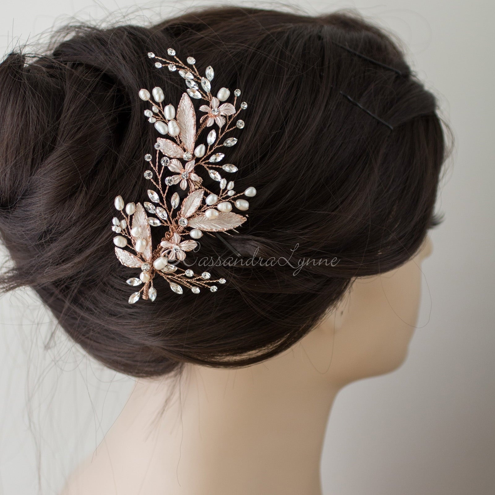 Freshwater Pearls Leaves Wedding Hair Comb - Hair Comb - Cassandra Lynne