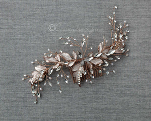 Frosted Leaves and Tiny Pearls Wedding Comb