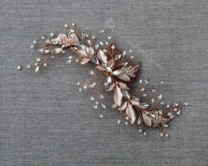 Frosted Leaves and Tiny Pearls Wedding Comb
