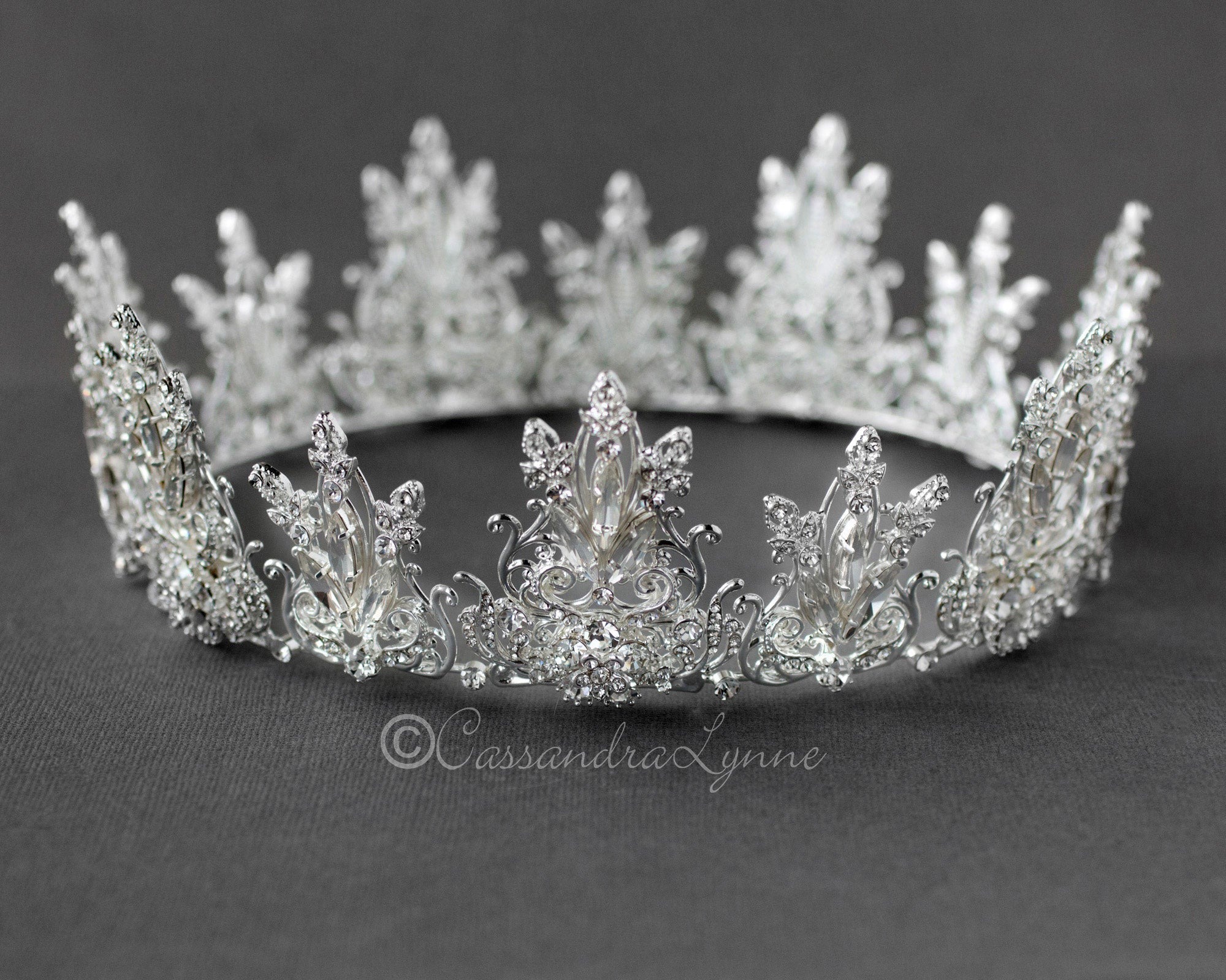 Full Circle Marquise Filigree Wedding Crown - Cassandra Lynne