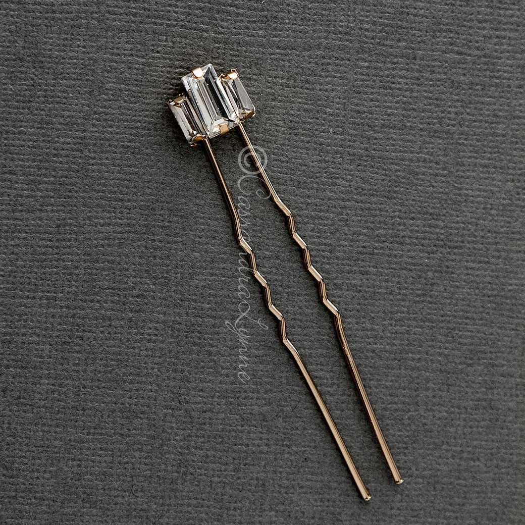 Gold Baguette Wedding Hair Pins Set - Hair Pins - Cassandra Lynne