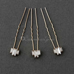 Gold Baguette Wedding Hair Pins Set - Hair Pins - Cassandra Lynne