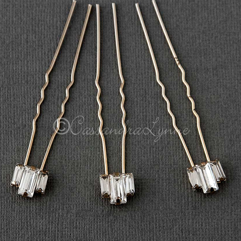 Gold Baguette Wedding Hair Pins Set - Hair Pins - Cassandra Lynne