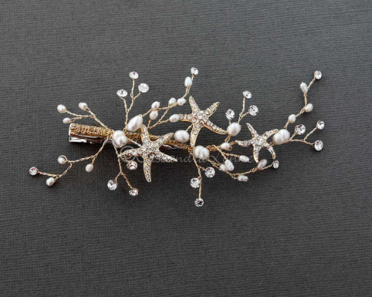 Delicate Starfish Hair Clip with Pearls - Cassandra Lynne