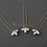 Gold Bridal Hair Pin Set Marquise and Pear Jewels - Hair Pins - Cassandra Lynne