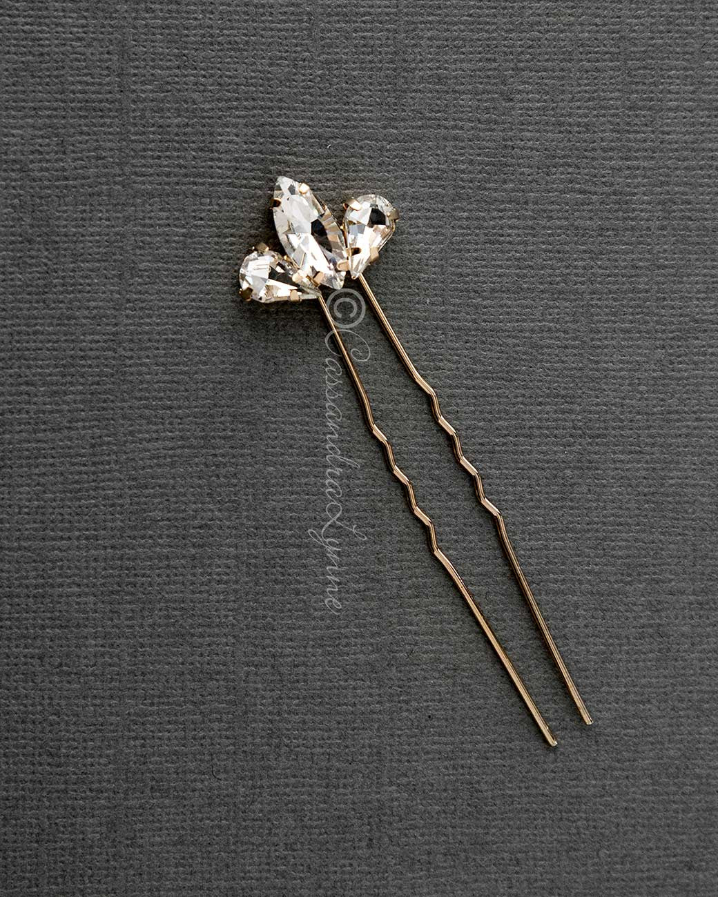 Gold Bridal Hair Pin Set Marquise and Pear Jewels - Hair Pins - Cassandra Lynne