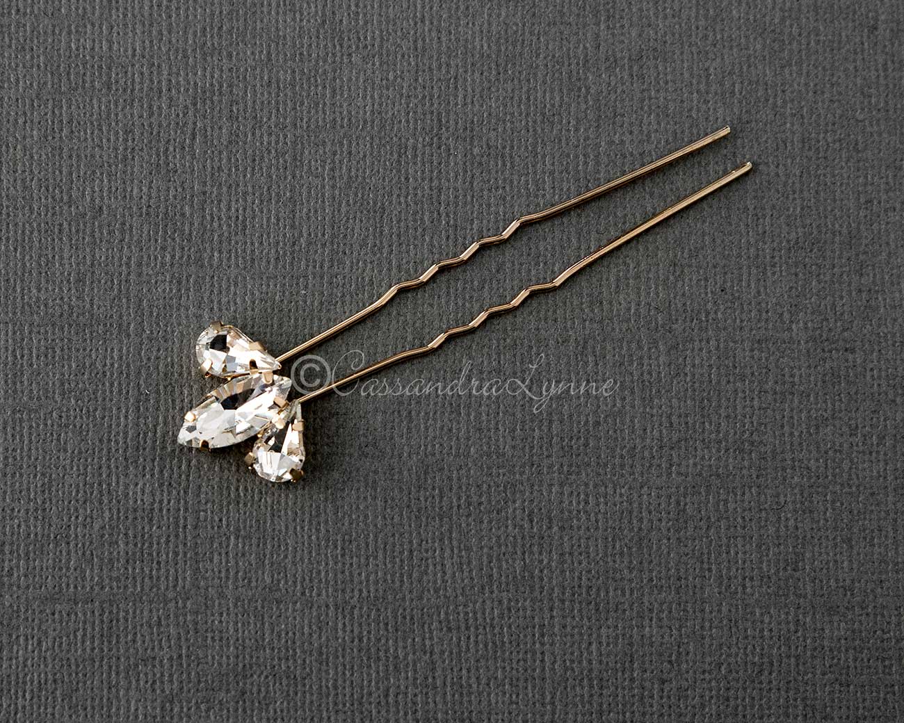 Gold Bridal Hair Pin Set Marquise and Pear Jewels - Cassandra Lynne